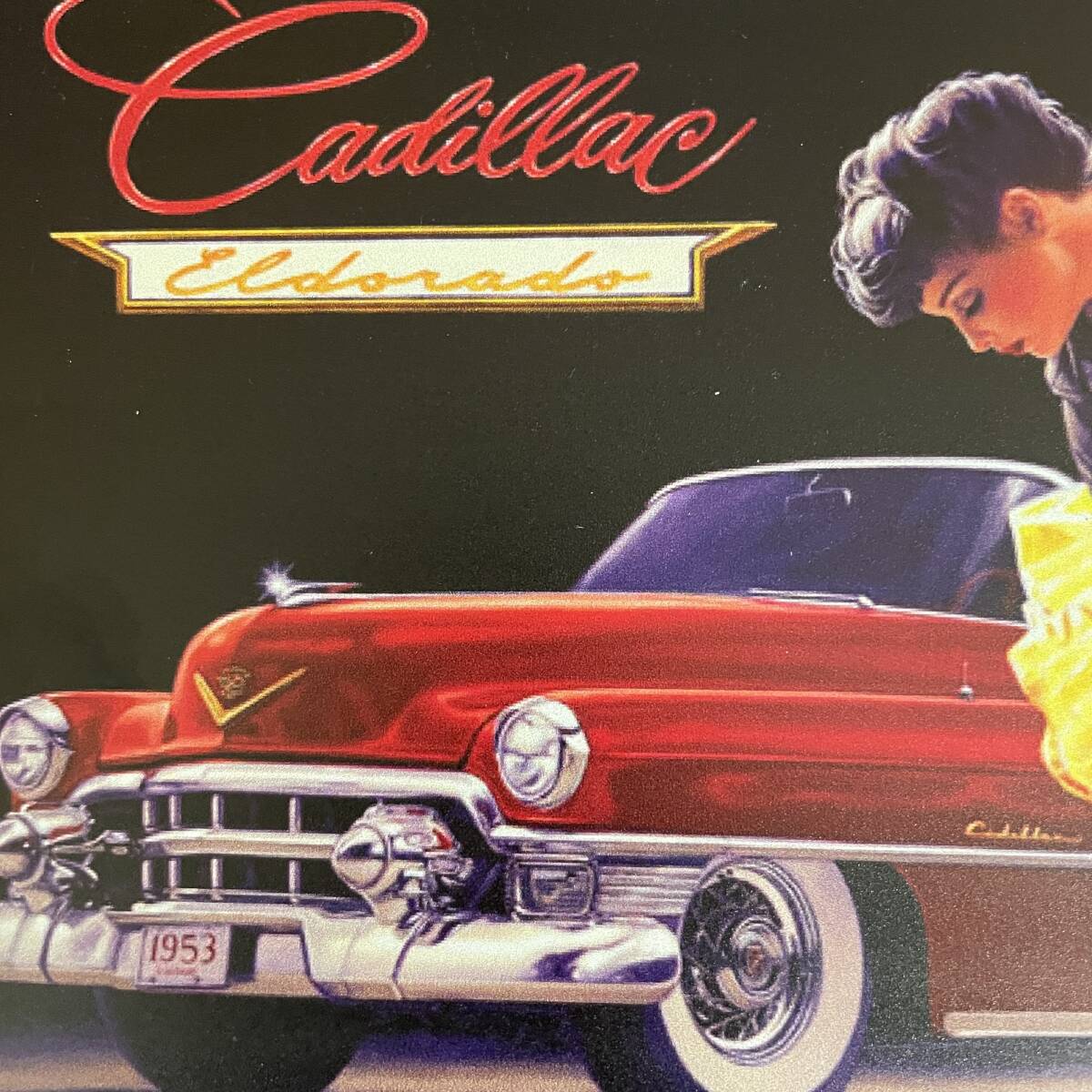 ブリキ看板 キャデラック Cadillac クラシックカー アンティーク レトロ セクシーガール 壁掛けプレート 金属パネル 壁飾り インテリア雑貨_画像4