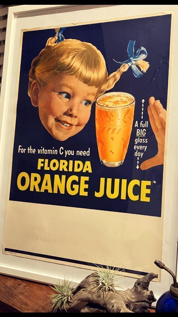 1930～1960年製フロリダ オレンジジュースビンテージポスター/ヴィンテージ／雑貨/ガレージ／アンティーク/アメリカン/ミッドセンチュリー_画像2