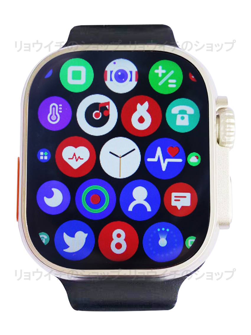 送料無料 Apple Watch 代替品 2.19インチ 大画面 S9 Ultra スマートウォッチ ブラック 音楽 健康 通話 多機能 スポーツ 血中酸素 防水 血圧の画像3