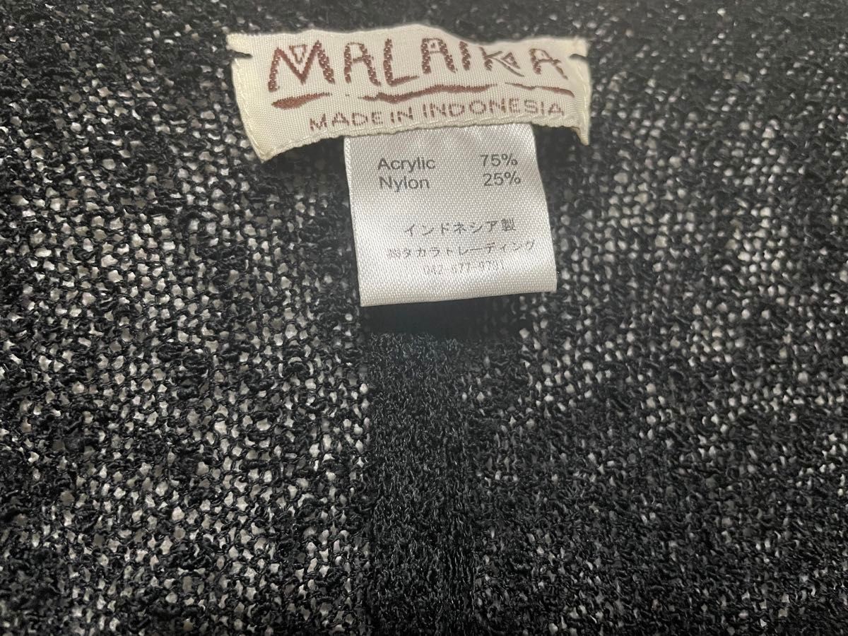 MALAIKA マライカ カーディガン　羽織　ボレロ　変形　　黒　アジアン　エスニック　ユニセックス　ゆったり　 ブラック