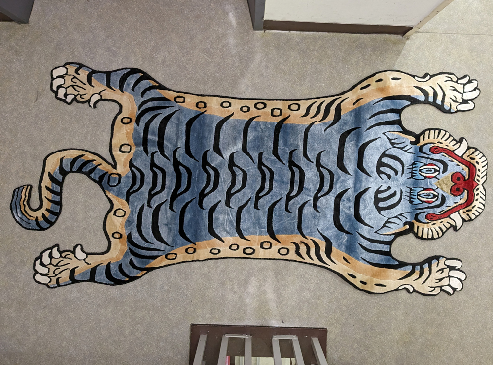  genuine article silk extra-large XL size 183cmne pearl Tiger chibe tongue Tiger rug chi bed .. rug mat tiger chibe tongue rug carpet NIGO