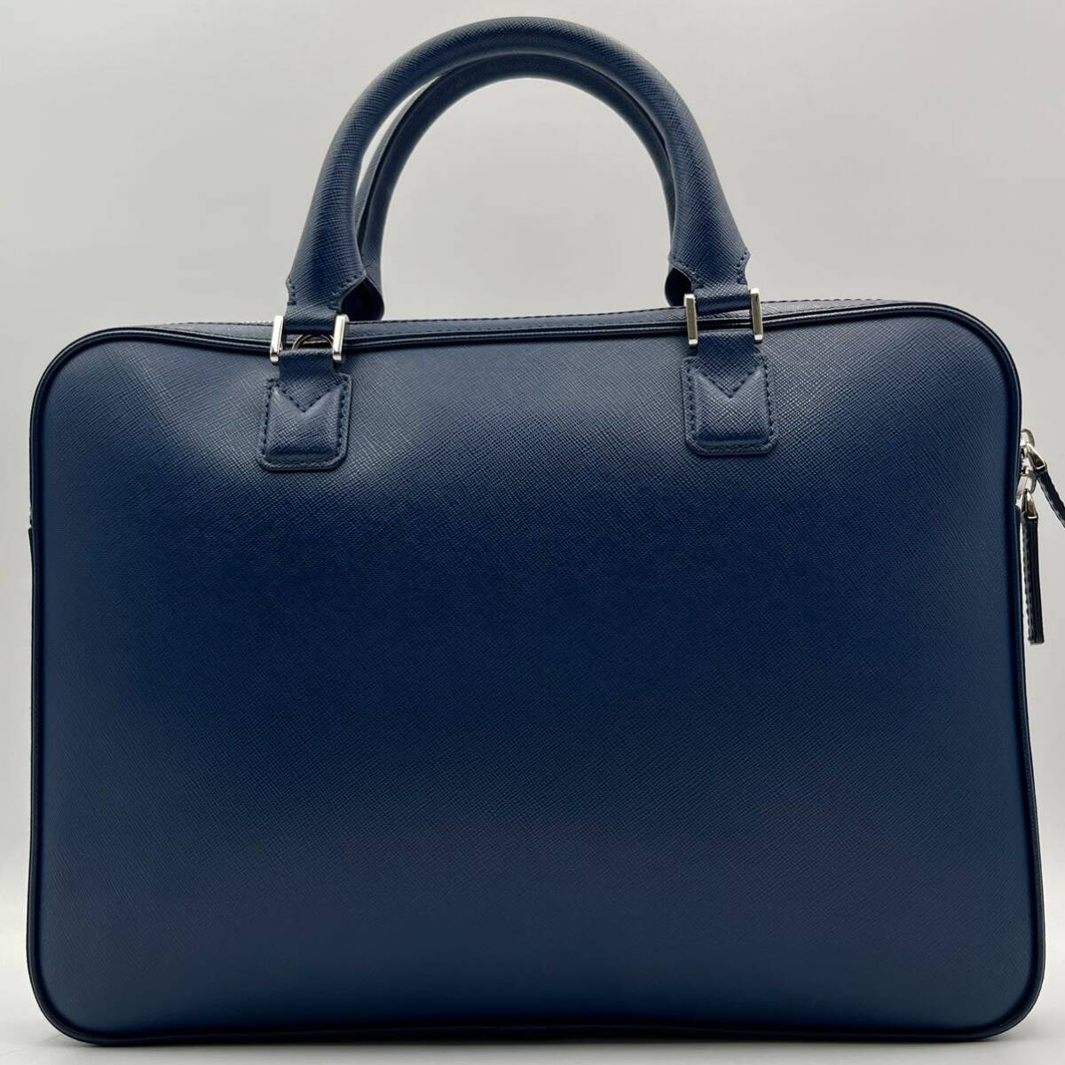 1 jpy ~ new goods unused Montblanc MONTBLANC monkey to real 2way document case business bag men's A4 possible blue blue safia-no