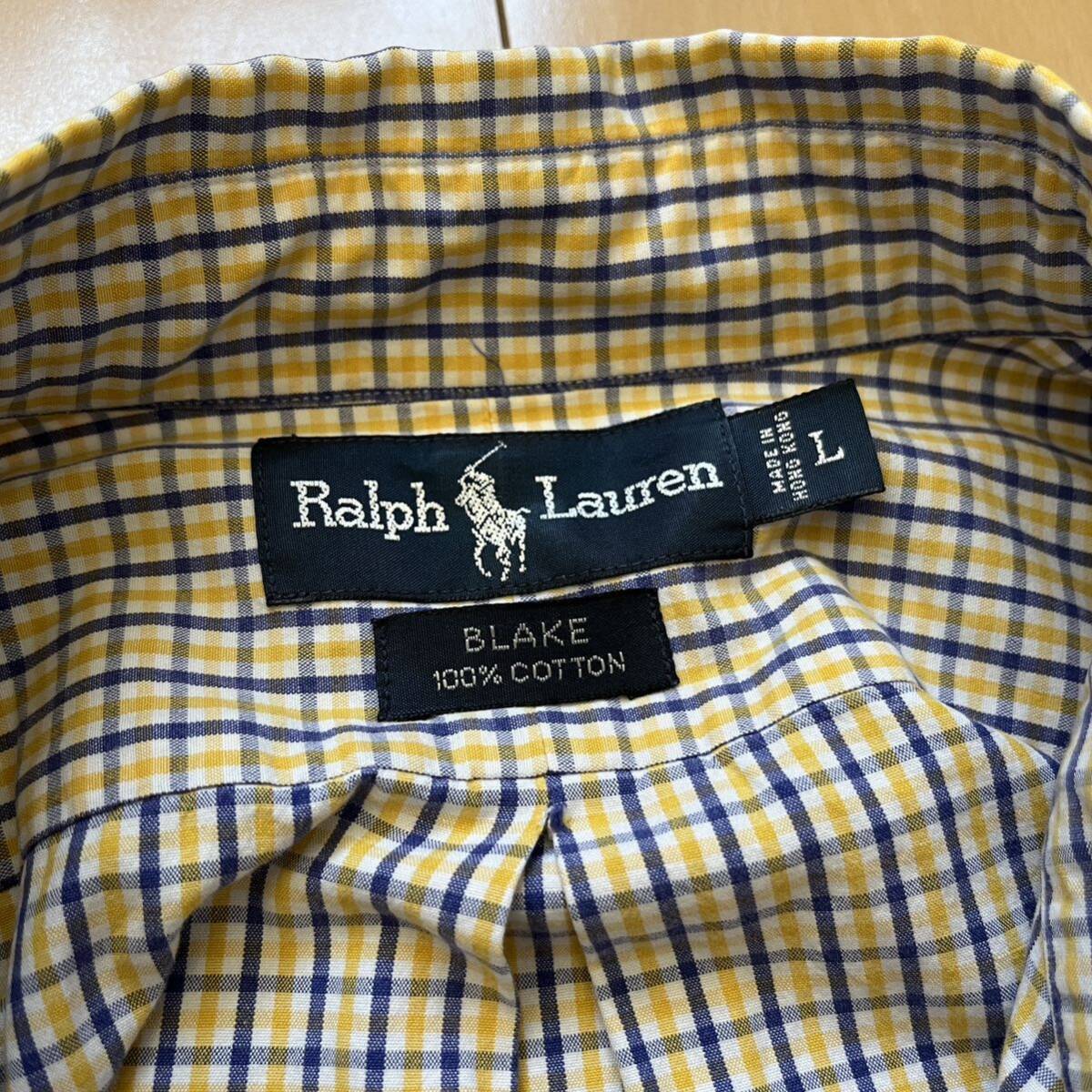 90s Ralph Lauren ラルフローレン 長袖シャツ ボタンダウン ギンガムチェック チェックシャツ BLAKE 古着 ヴィンテージ ビンテージ_画像2