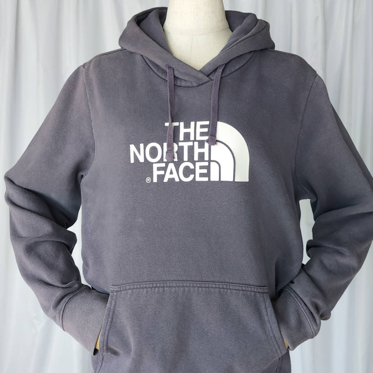 WOMENS L размер /THE NORTH FACE The North Face тренировочный Parker голубой серый серия б/у одежда Logo f-ti тянуть over [1000 иен старт ]