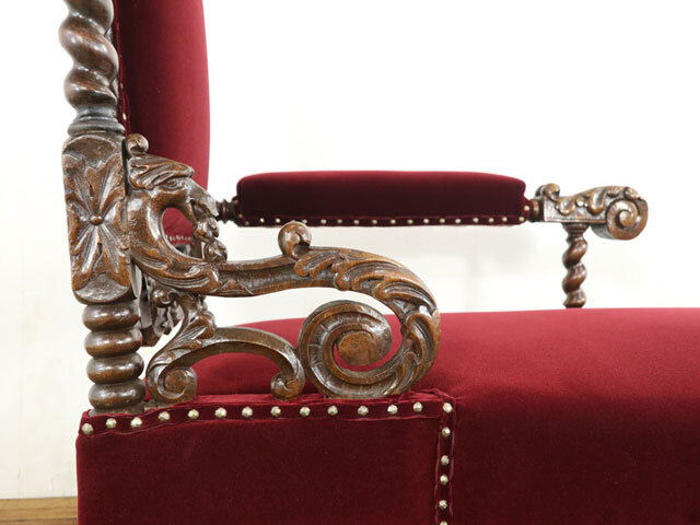ソファ　シェーズロング 　寝椅子　背もたれが立ち上がった珍しいタイプ　ツイスト彫刻 フランスアンティーク家具　70208_画像6