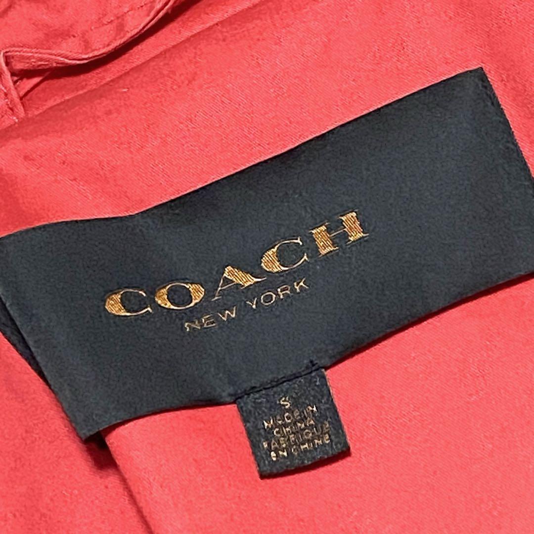 COACH coat (S) trench coat spring coat bell tedosig nature Coach button cotton red 