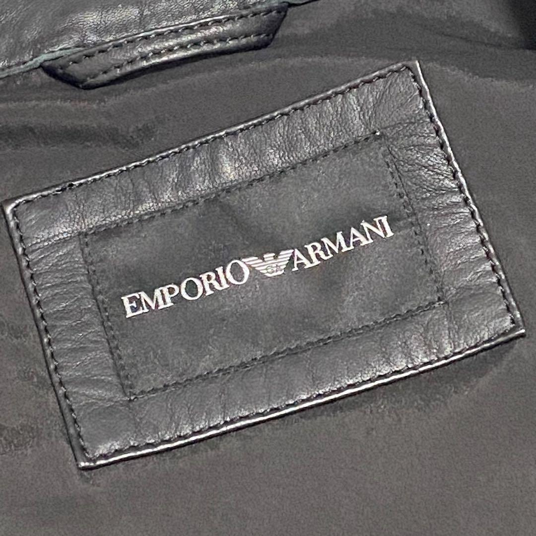  ultimate beautiful goods [ eminent presence ]EMPORIO ARMANI(1) leather jacket Rider's Biker single original leather real leather stand-up collar 