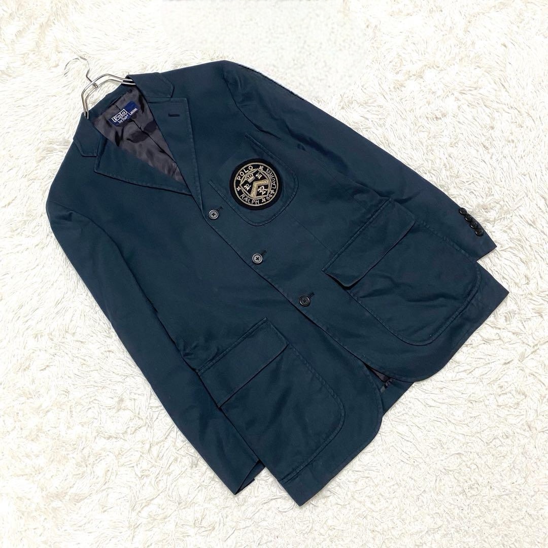 【入手困難品】Ralph Lauren（S）テーラードジャケット　カジュアルジャケット　ブランドロゴワッペン　背抜き　３ボタン　ネイビー_画像1