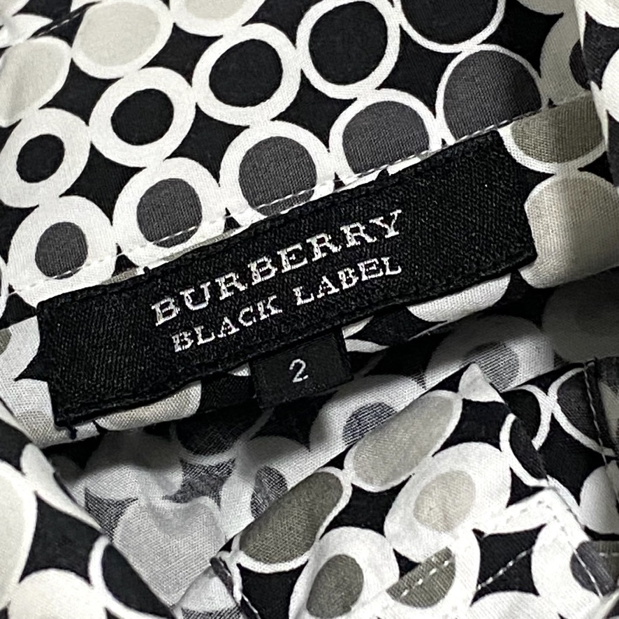 превосходный товар BURBERRY BLACK LABEL Burberry Black Label рубашка с длинным рукавом размер 2( мужской LM соответствует ) общий рисунок шланг Logo вышивка печать кнопка 