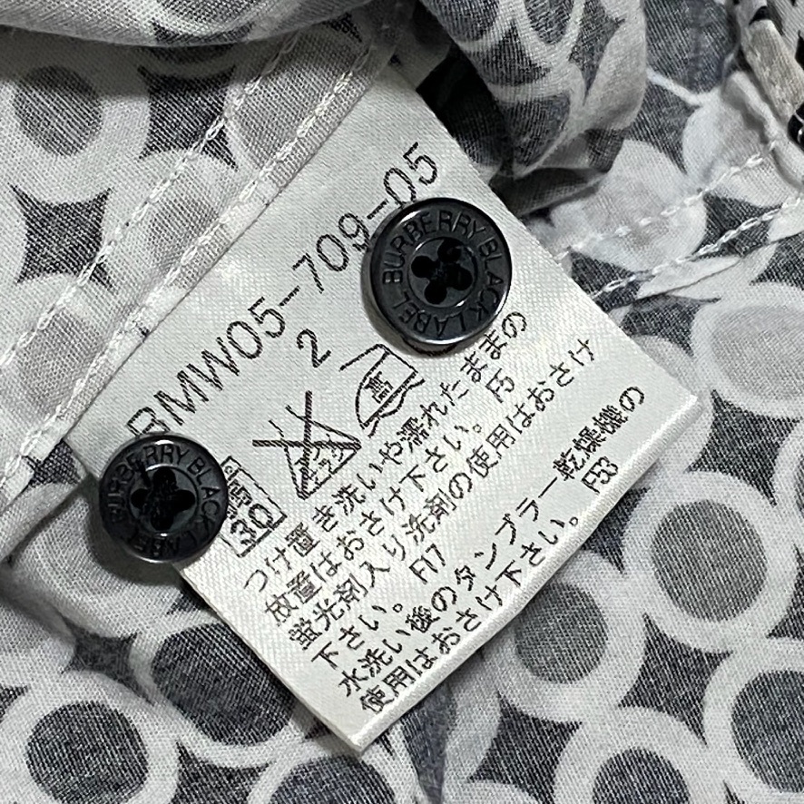  превосходный товар BURBERRY BLACK LABEL Burberry Black Label рубашка с длинным рукавом размер 2( мужской LM соответствует ) общий рисунок шланг Logo вышивка печать кнопка 