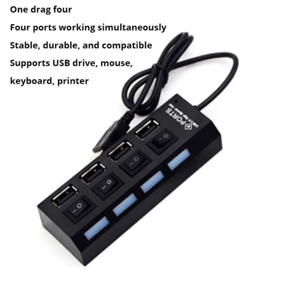 最新型 新品 ハブ 充電器 4ポート 黒 高速データバスパワー スイッチ USB2.0 増設 PCサプライ HUB コンセント