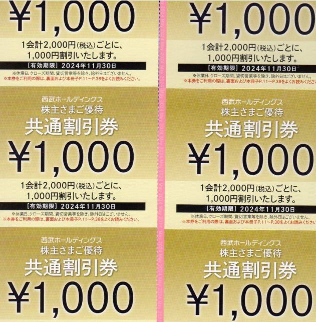 【クリックポスト送料無料】最新 西武 株主優待 共通割引券 1000円×20枚(20000円分）2024年11月30日まで_画像1