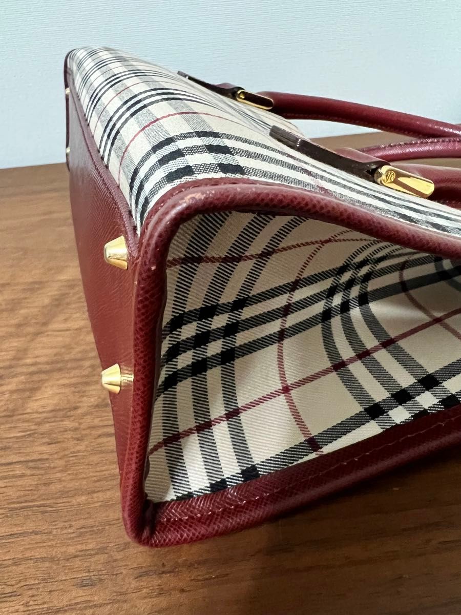 ハンドバッグ レザー バーバリー BURBERRY ノバチェック キャンバス