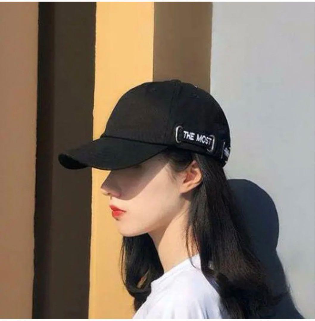 キャップ 深めUV 韓国 ロゴ帽子 男女兼用 ブラック ベージュ_画像3