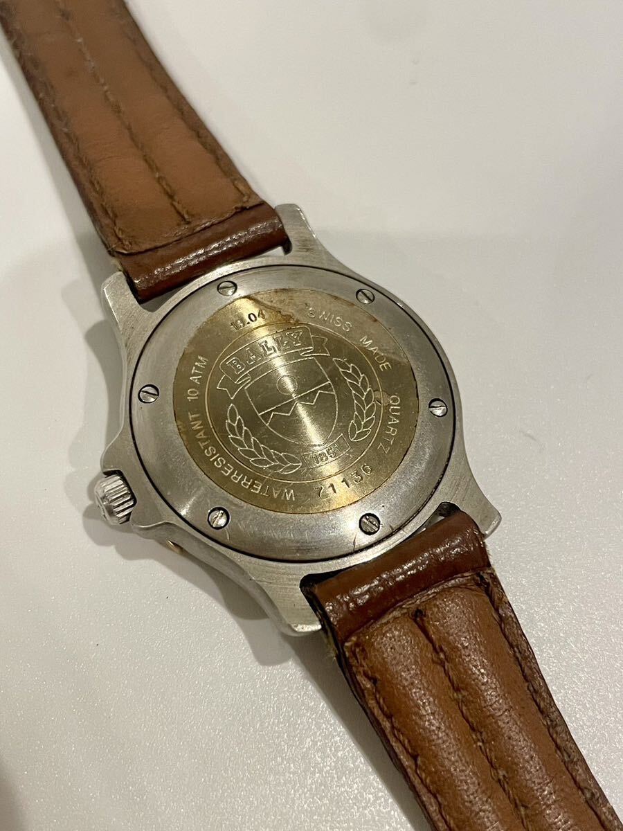 [1 иен ~] Bally Date кварц QZ мужские наручные часы BALLY контрольный номер S15