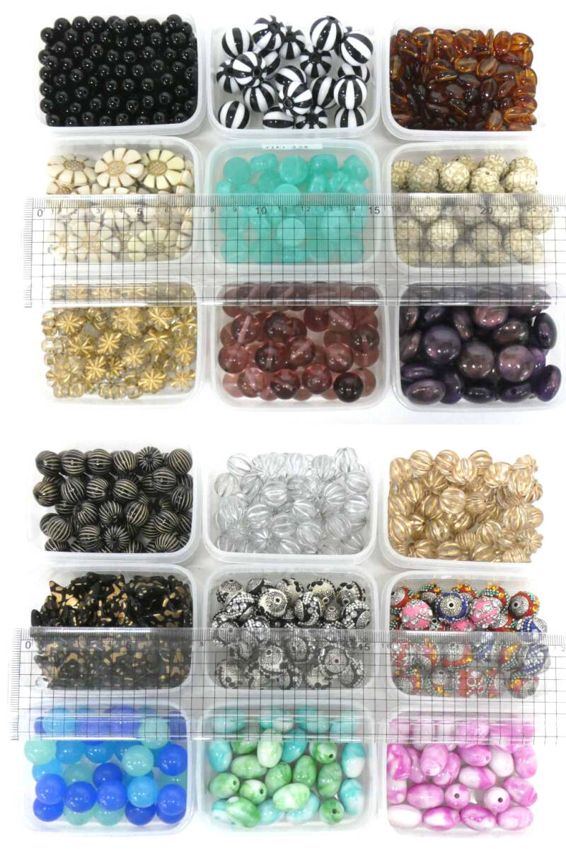 Y027Y...[ hand made ] unused goods riki other beads together large amount 100 case set * material link Vintage beads handcraft 