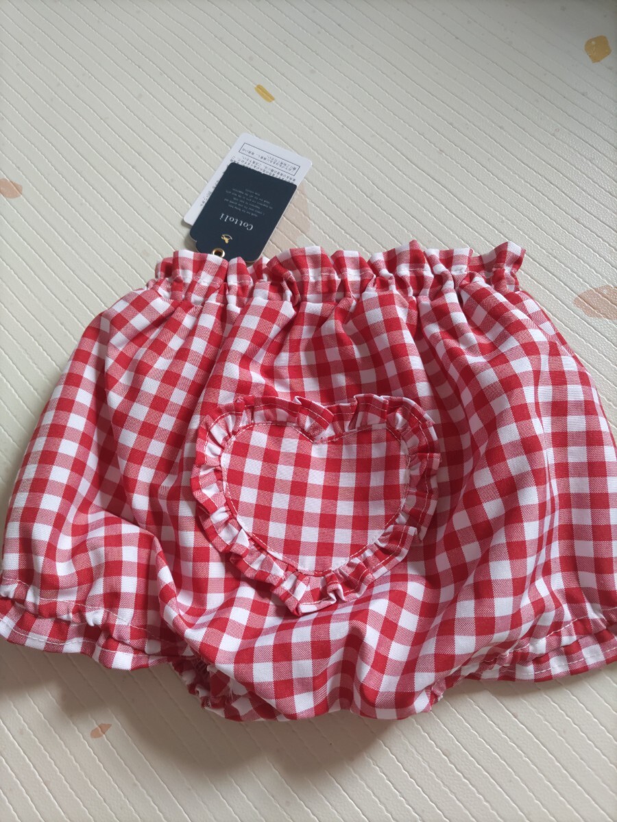  free shipping * new goods *Cottoli*kotoli* short pants *80 size * silver chewing gum check * red!!