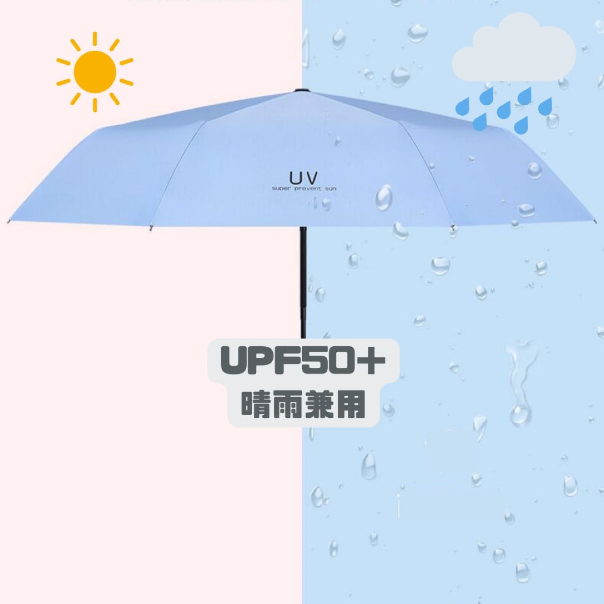 ネイビー 折りたたみ傘 晴雨兼用 UVカット 完全遮光 紫外線 日傘 雨傘