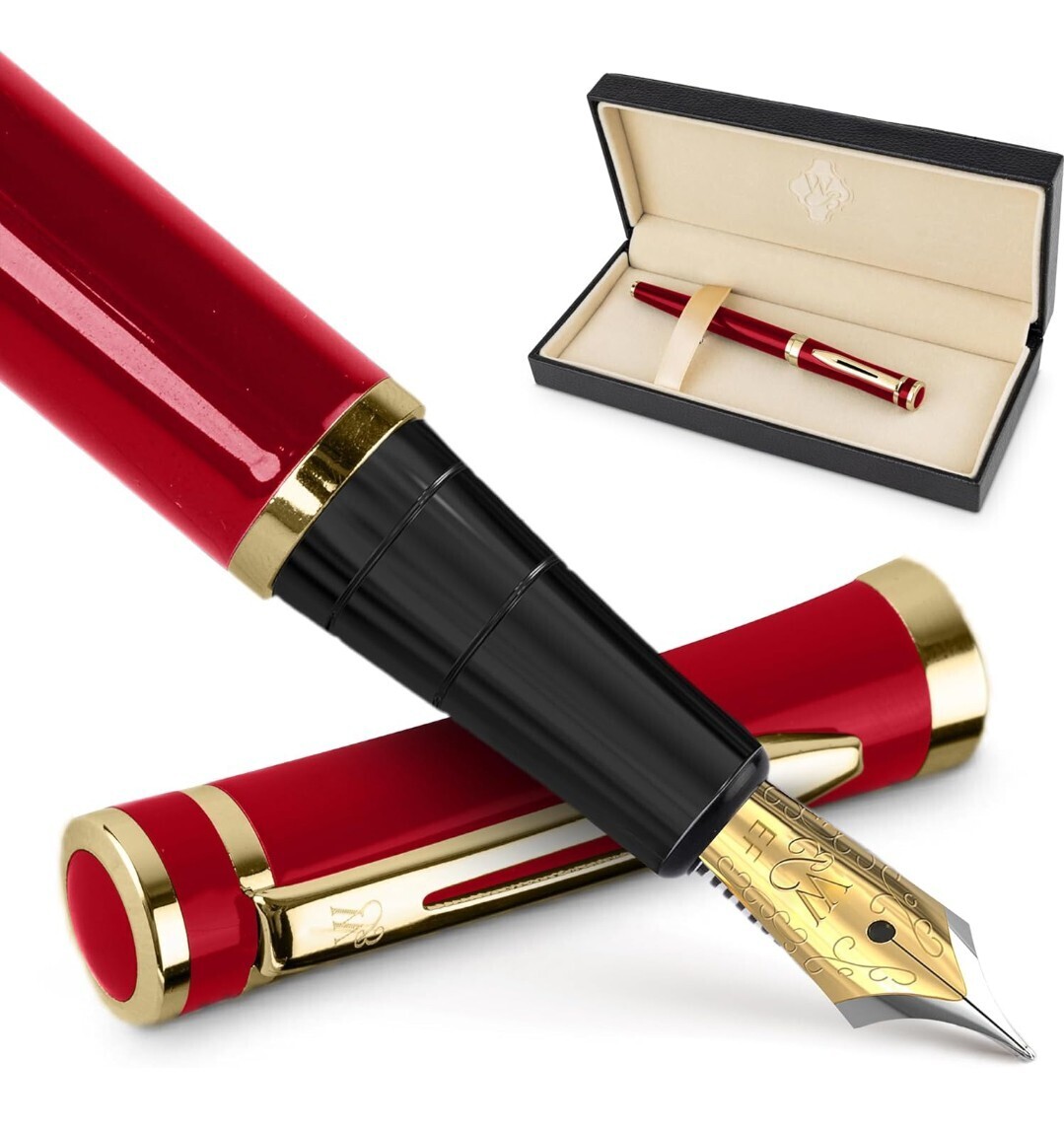 Wordsworth & Black Fountain Pen Set, 18K Glided Extra Fine Nib, Includes 24 Pack Ink Cartridges, Ink Refill Converter & Gift Box, _画像1