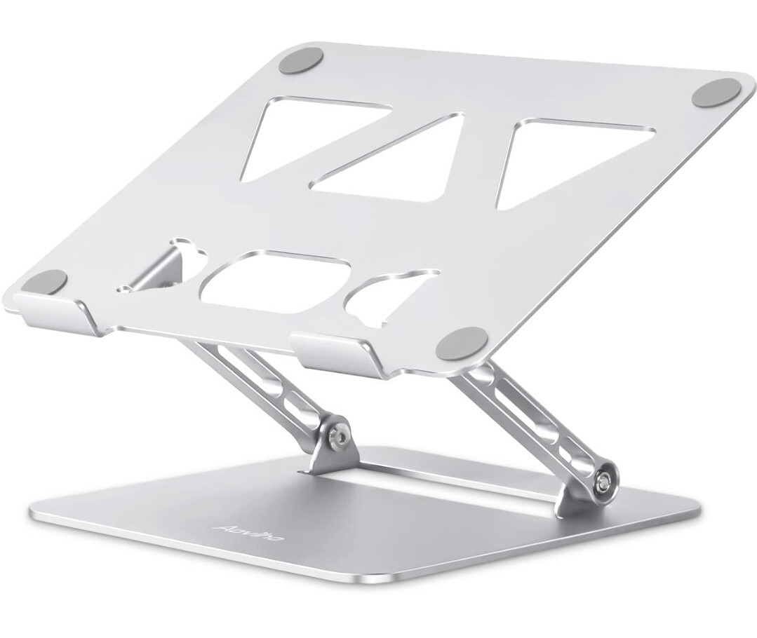 アオビホ(Aoviho)ノートパソコンスタンド ホルダー PC 折りたたみ式高さ&角度調整可能Air,Macbook Pro,iPad,15.6インチに対応 (銀シルバー)の画像1
