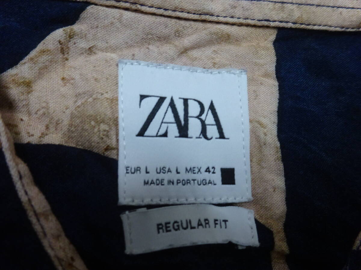 ■あ-434 ■ZARA 半袖シャツ レーヨンシャツ サイズLの画像2