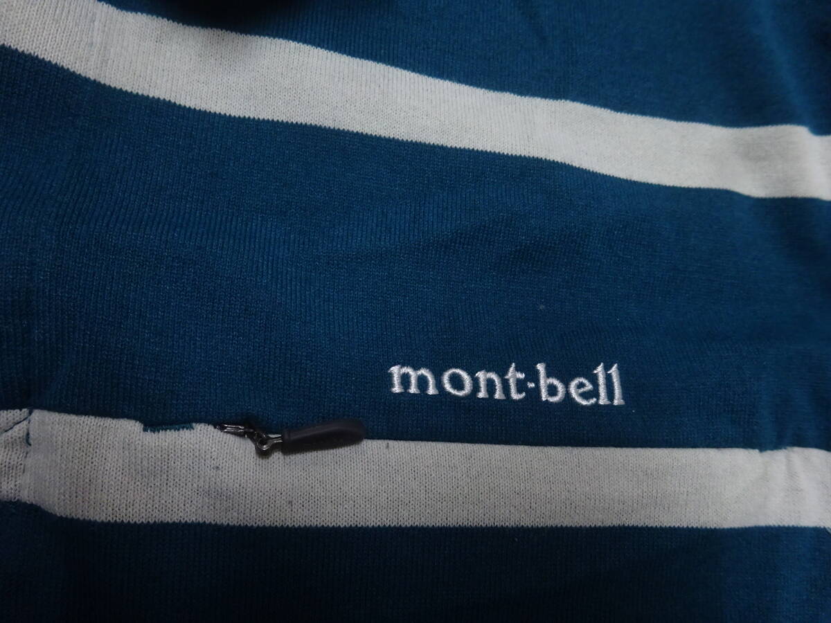 ■あ-713 ■mont-bell　モンベル　ボーダー半袖ポロシャツ　サイズL_画像3