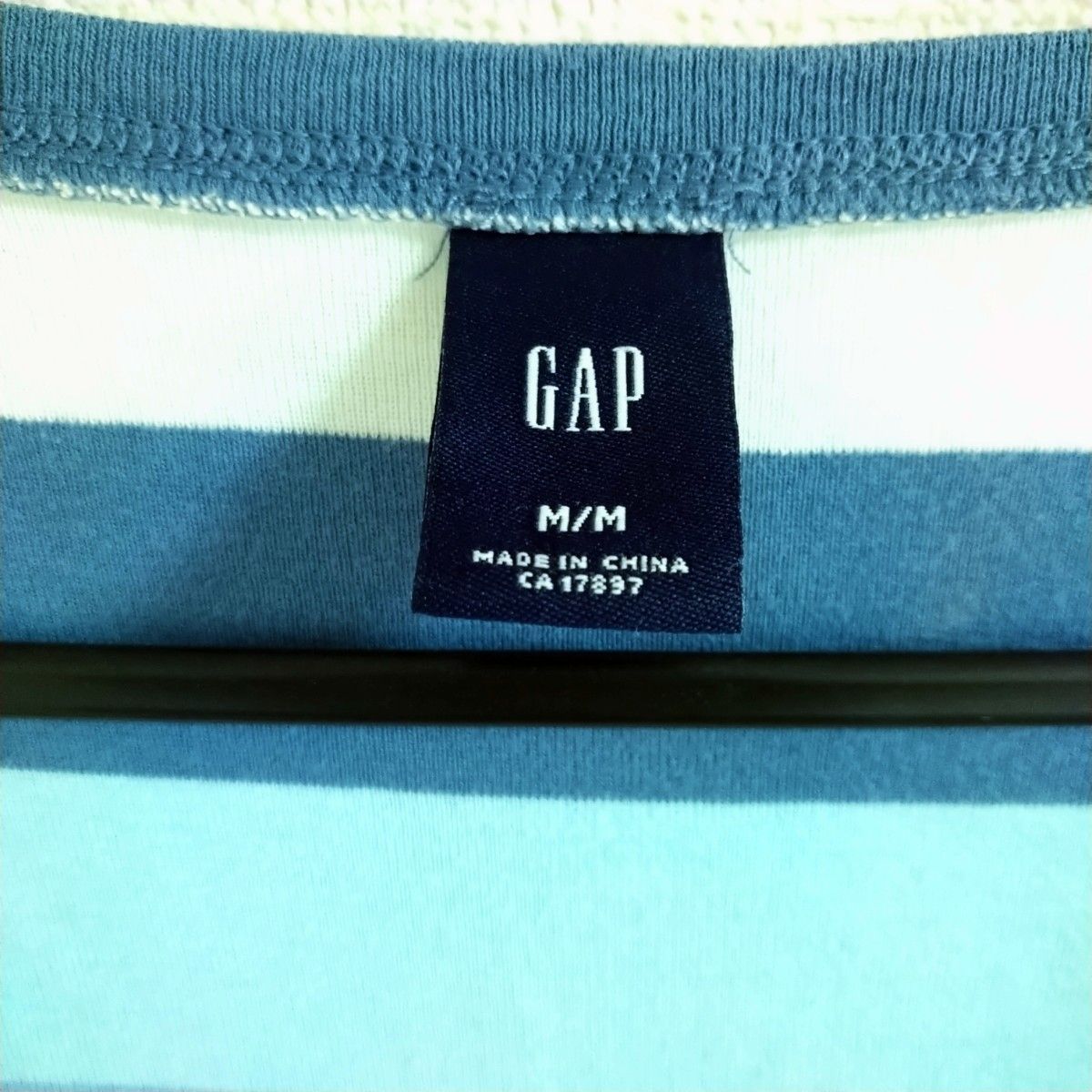 【GAP】レディース　7分丈カットソー　Tシャツ Mサイズ ブルー系　 ボーダー柄 丸首 ボーダーTシャツ