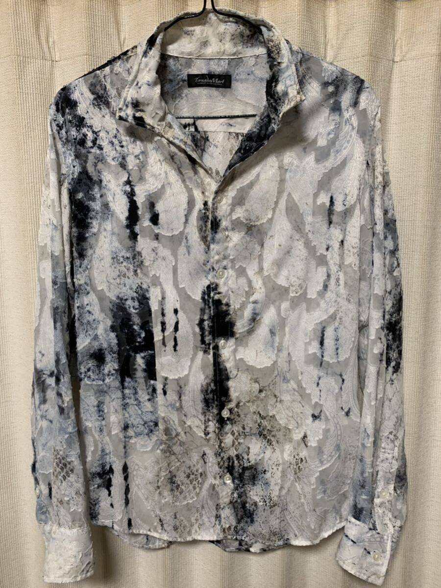 00s Rare TORNADO MART See Through Tie Dye Python Shirt トルネードマート タイダイパイソンシャツ ヘビ柄 シャツ サイズM Archive Y2K_画像1