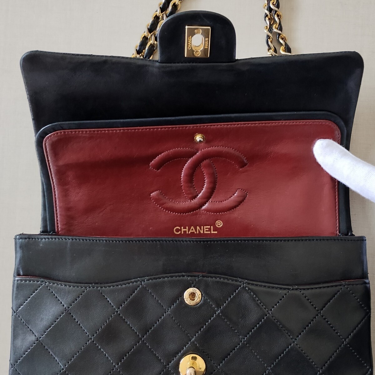 【本物保証】 シャネル CHANEL チェーンショルダーバッグ マトラッセ ラムスキン ダブルフラップ Wフラップ シリアルシール有_画像8