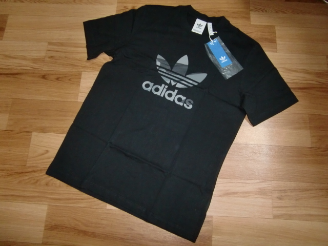  новый товар Adidas Originals короткий рукав футболка черный L мужской хлопок 100 хлопок to зеркальный . il камуфляж три лист Mark чёрный 