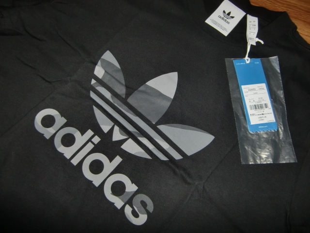  новый товар Adidas Originals короткий рукав футболка черный L мужской хлопок 100 хлопок to зеркальный . il камуфляж три лист Mark чёрный 