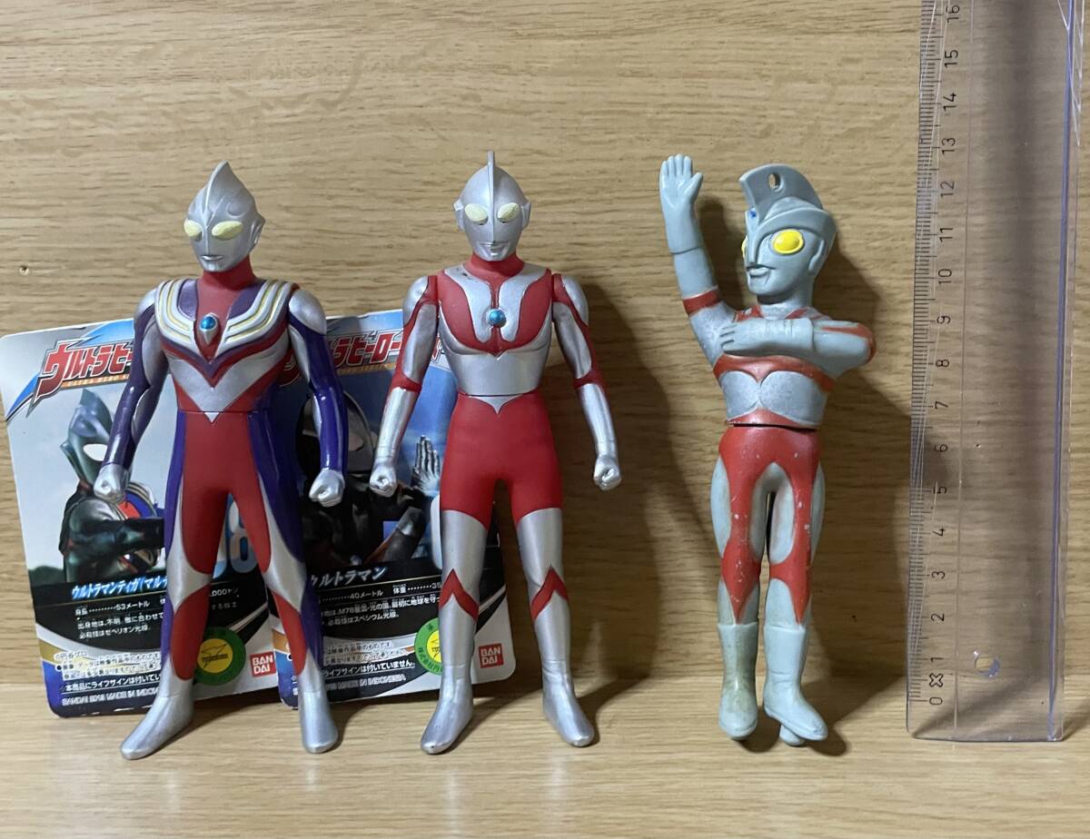 ソフビ x3 ウルトラマン ティガ 当時物 ウルトラマンエース ヒーローシリーズ アンティーク ヴィンテージ 昭和レトロ 円谷プロ フィギュアの画像4