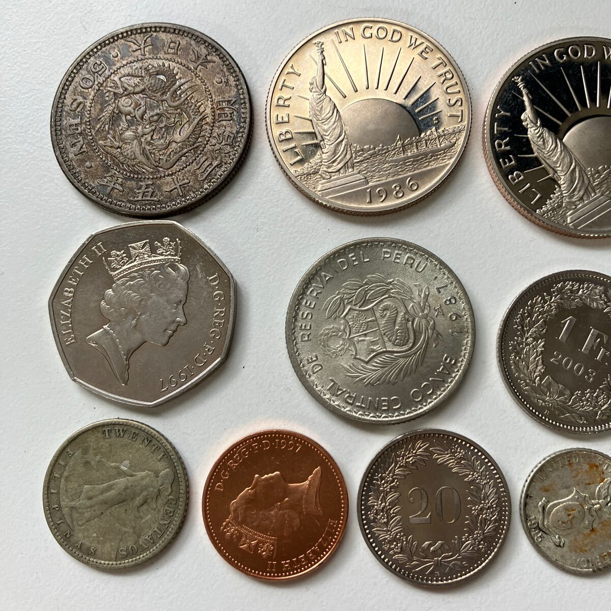  world. coin 50 sen Meiji 35 year America Liberty coin England pe Roo etc. various equipped *9