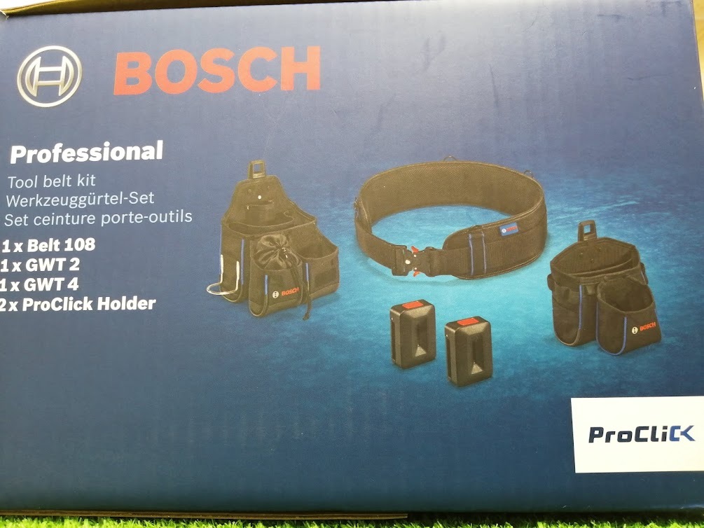 【大幅値下げ】未開封 BOSCH ボッシュ Tool belt kit (ベルト+ポーチ 2個+クリックホルダー2個 セット)1 BELT108KIT_画像3