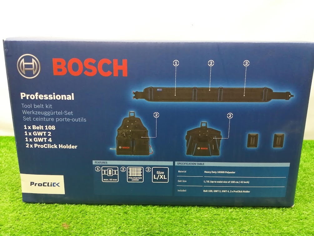【大幅値下げ】未開封 BOSCH ボッシュ Tool belt kit (ベルト+ポーチ 2個+クリックホルダー2個 セット)1 BELT108KIT_画像2