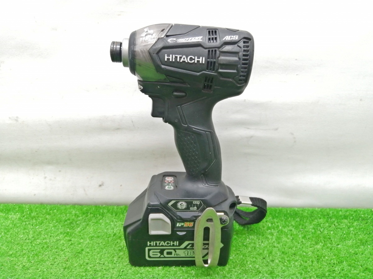 中古品 HITACHI 日立工機 18V コードレス インパクトドライバ 6.0Ahバッテリ×2付 黒 WH18DDL2 2LYPK(B)_画像2