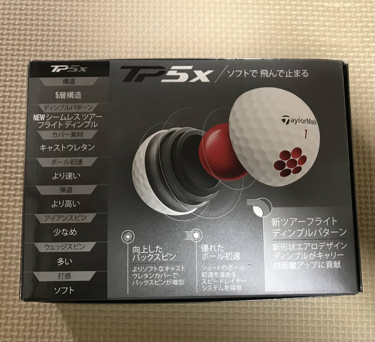 新品　TaylorMade/テーラーメイド TP5x ゴルフ ボール 1ダース 12球入り_画像2