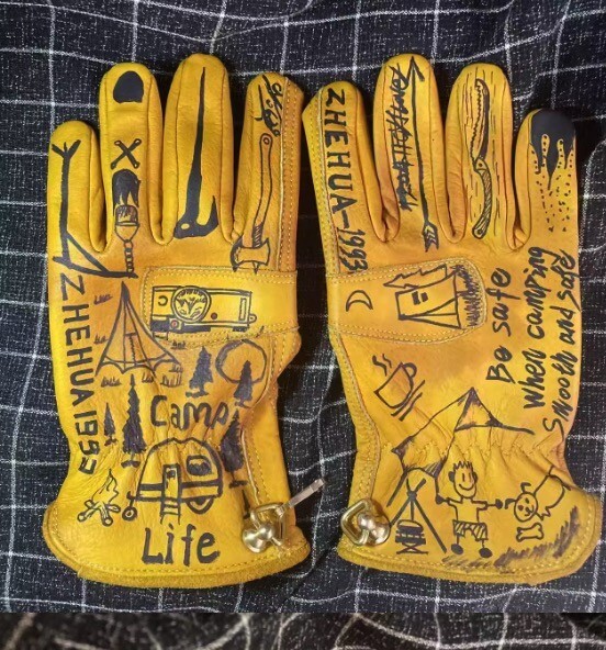  for summer hand made four season retro waterproof graph .ti glove Vintage cow leather deer leather rider outdoor camp for enhancing gloves 