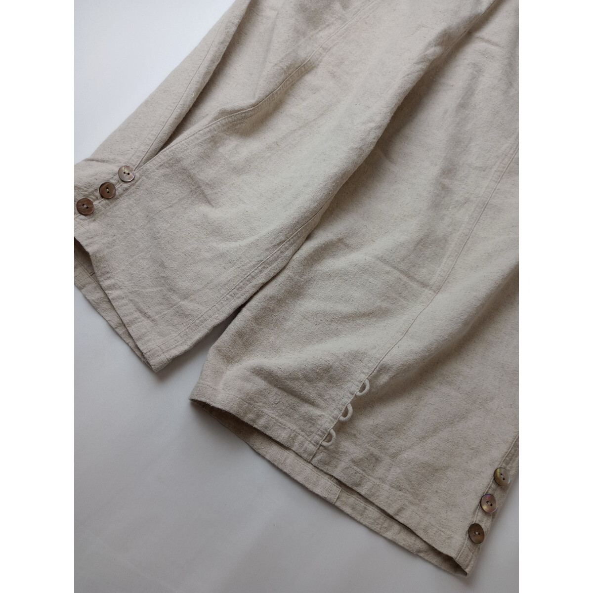 Usaato...[ for sure, important. is I ...] nature material hem 2WAY pants kinali light beige group (3Y+0139)