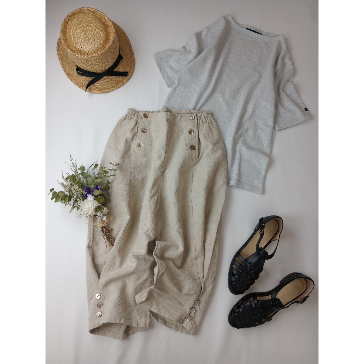 Usaato...[ for sure, important. is I ...] nature material hem 2WAY pants kinali light beige group (3Y+0139)