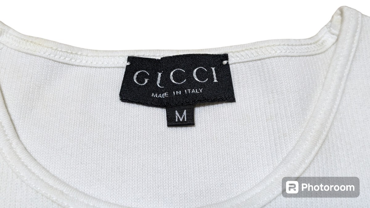  used GUCCI Gucci some stains equipped short sleeves T-shirt cotton lady's white M size 