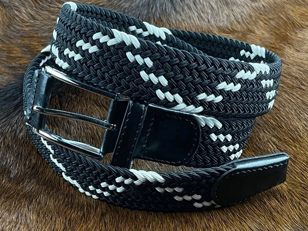  select exhibition *DT-561A leather X cotton black casual adult mesh belt 