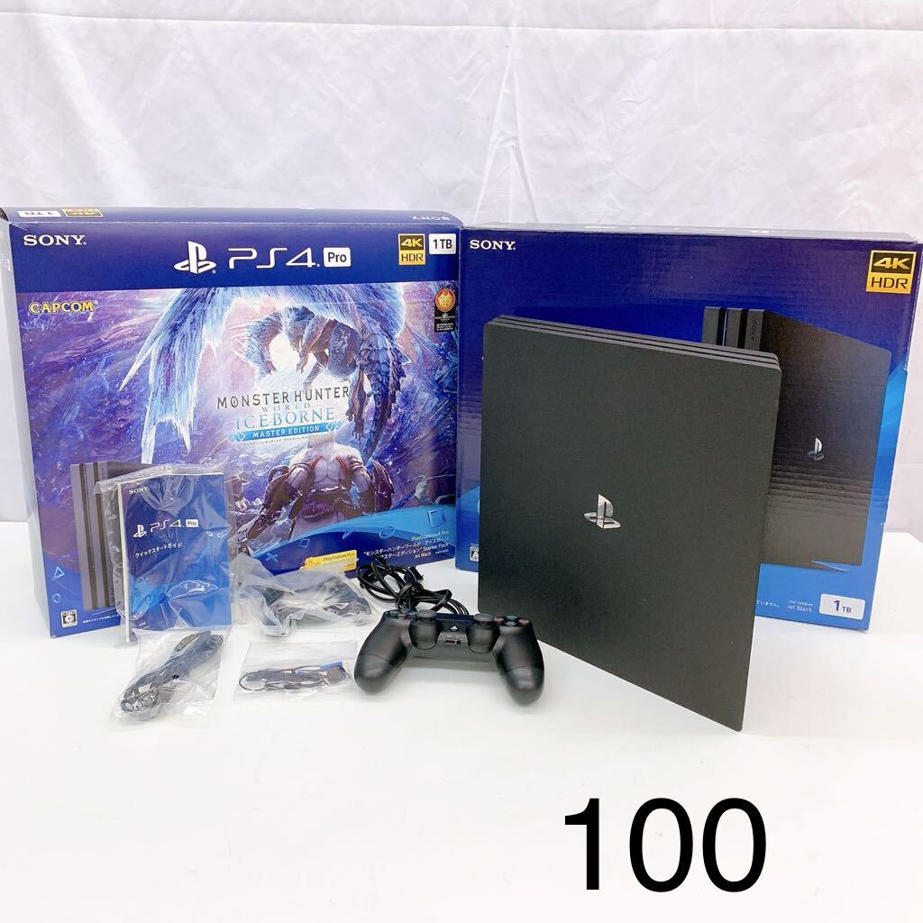 5AB035【美品】初期化済み PlayStation4 PS4 Pro CUH72008 本体 モンスターハンターワールド:アイスボーン 中古 現状品_画像1