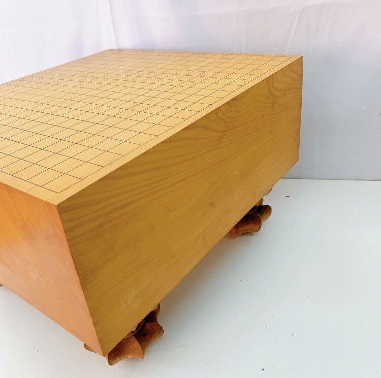 5AB007 碁盤 囲碁 盤厚み約17.5cm 木製 脚付き へそ有り 碁石 中古 現状品_画像3
