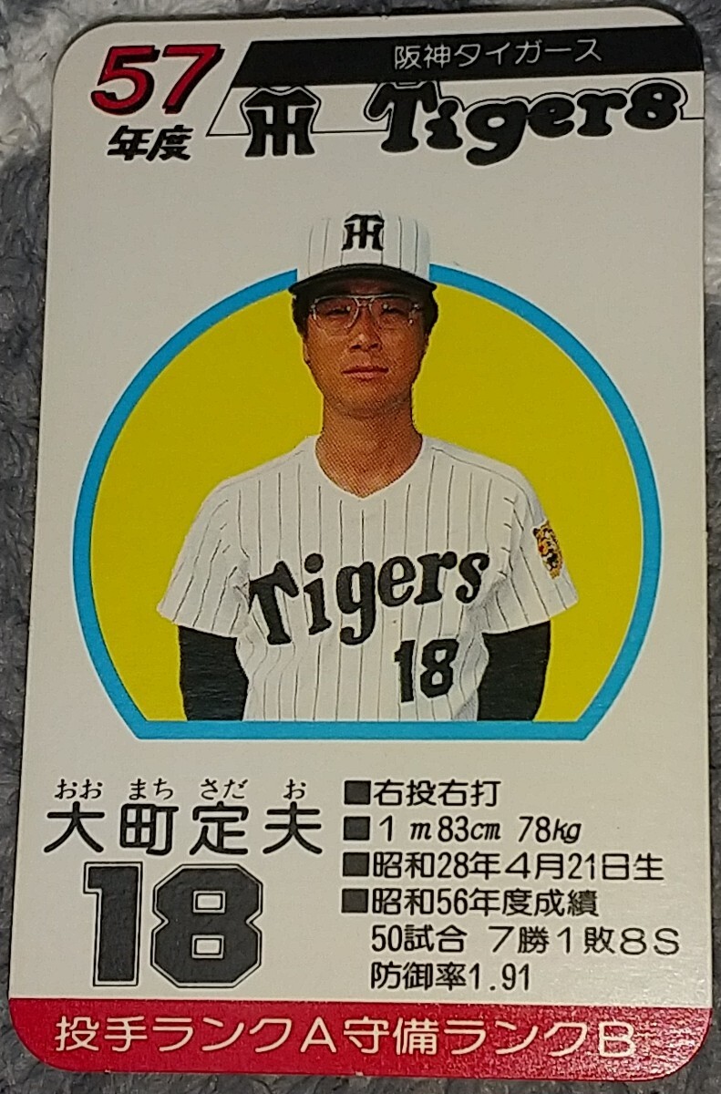 タカラプロ野球カードゲーム昭和５７年度阪神タイガース 大町定夫_画像1