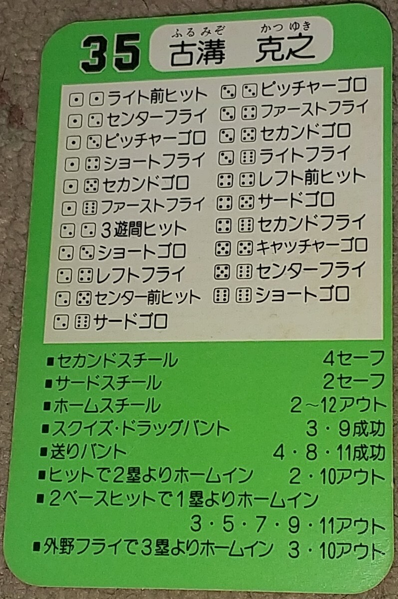 タカラプロ野球カードゲーム昭和６２年度阪急ブレーブス 古溝克之の画像2