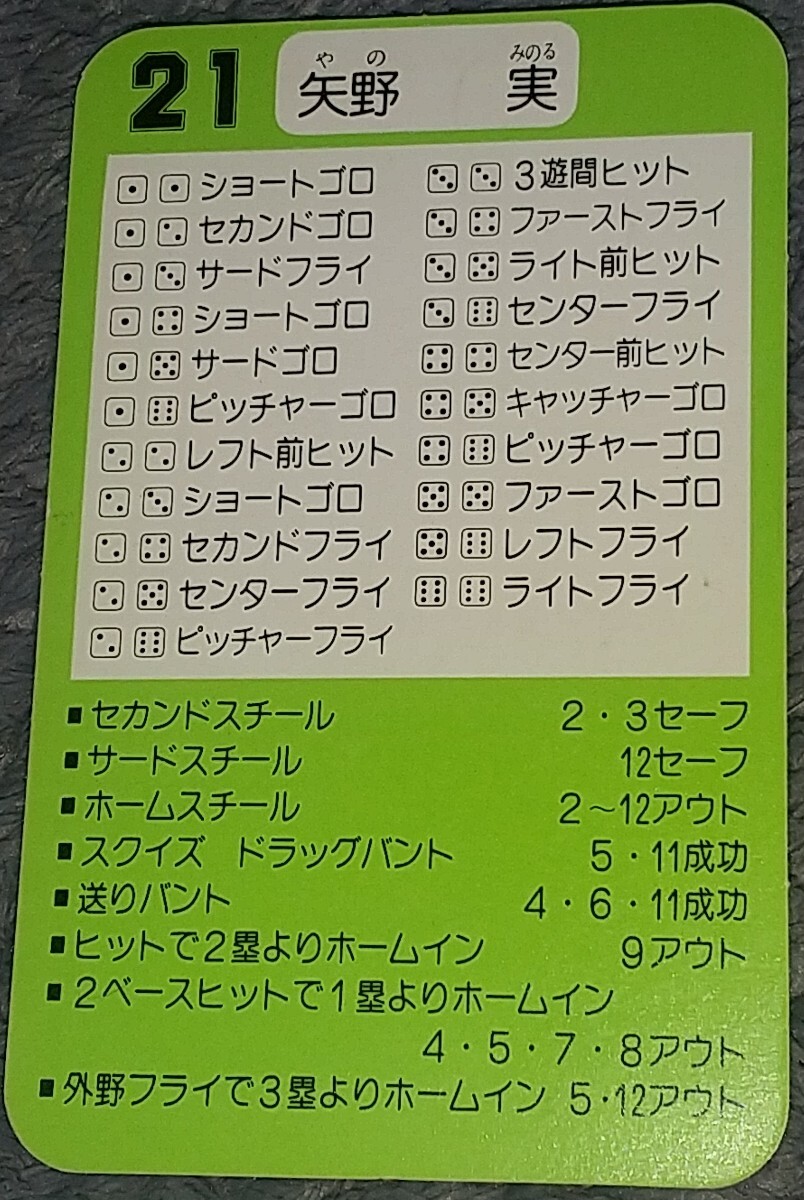 タカラプロ野球カードゲーム９１オリックスブルーウェーブ 矢野実_画像2