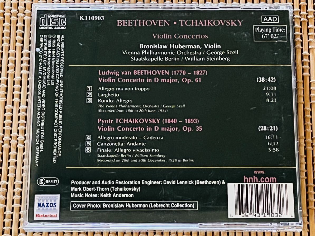 BRONISLAW HUBERMAN／BEETHOVEN・TCHAIKOVSKY：VIOLIN CONCERTOS／NAXOS 8.110903／独盤CD／ブロニスワフ・フーベルマン／中古盤_画像2