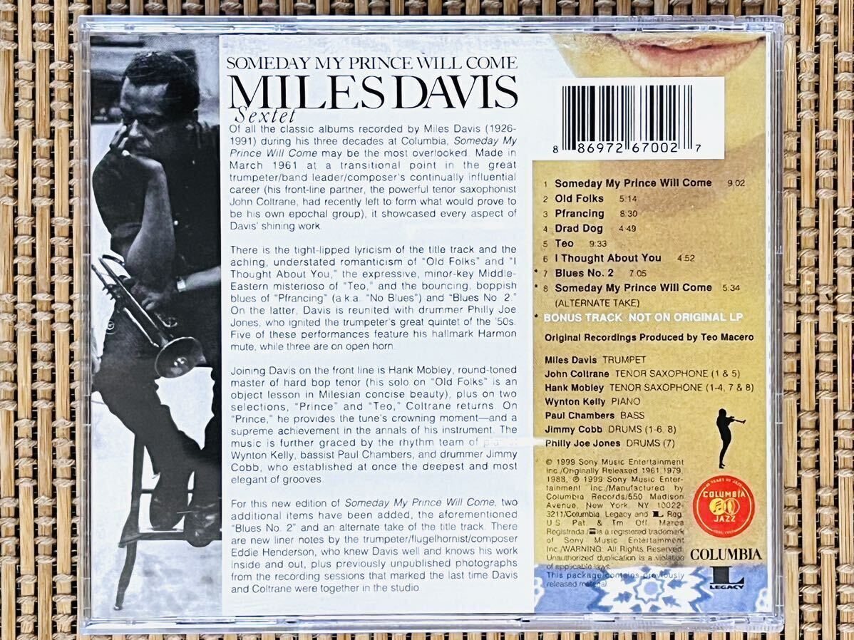 MILES DAVIS／SOMEDAY MY PRINCE WILL COME／SONY MUSIC (COLUMBIA) CK 65919／米盤CD／マイルス・デイヴィス／中古盤_画像2