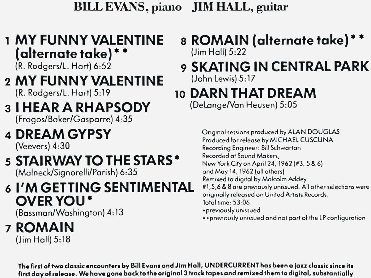 BILL EVANS = JIM HALL／UNDERCURRENT／CAPITOL (UNITED ARTISTS) CDP 7 90583 2／米盤CD／ビル・エヴァンス & ジム・ホール／中古盤の画像4